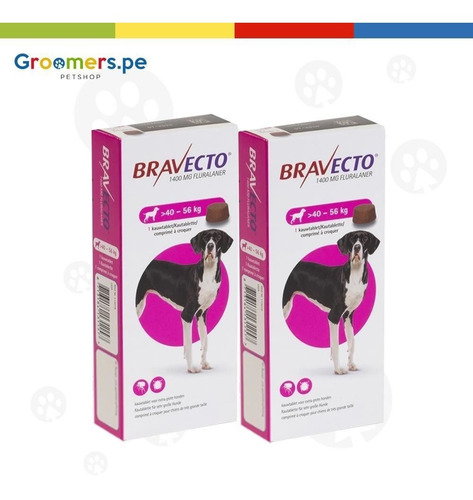 Imagen 1 de 1 de Bravecto 1400mg (40-56kg) X 2 Unidades