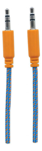 Cable De Audio Textil 3.5mm Manhattan, 1m Color Naranja/azul