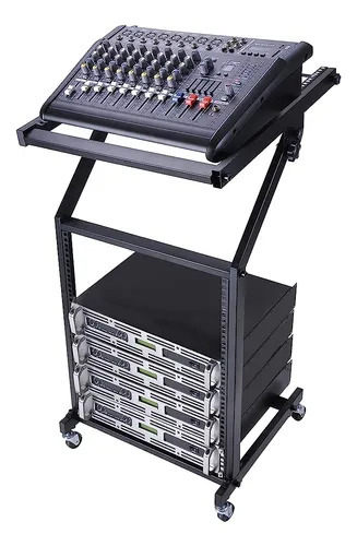 Aw Rolling Dj Mixer Stand Stage Cart Ajustable Rack Mount St
