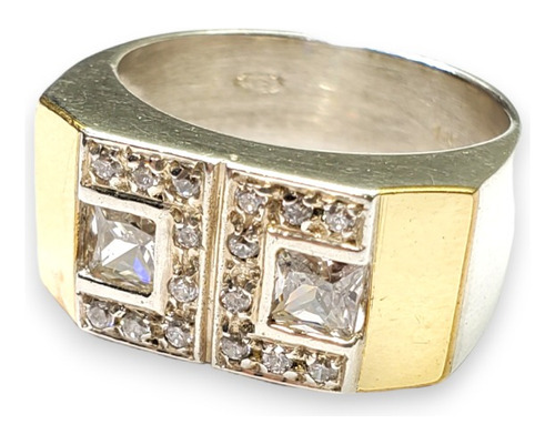 Anillo Plata Y Oro Con Cubic