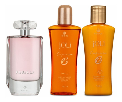 Imagem 1 de 7 de Perfume Rebelle + Óleo E Creme Corporal Joli Cupuaçu