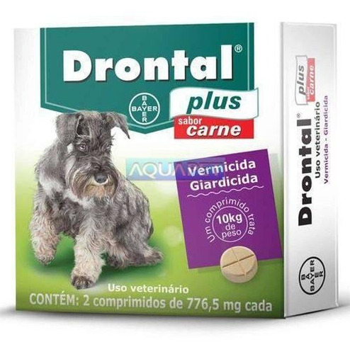 Vermifugo Drontal Plus Cães Até 10kg Sabor Carne C/2 Comp