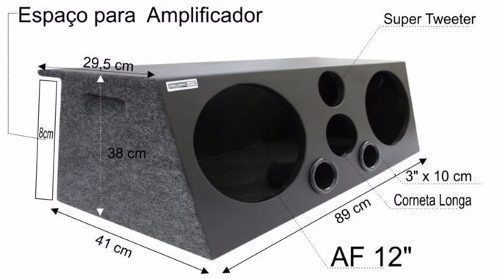 Caixa Trio Som Automotivo 2x12 (84 L)dutada+corn.+tweter(04)