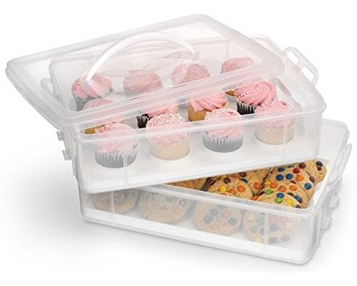 Blanco 2 Capas Diseño De Cupcakes Y Cookie Carrier