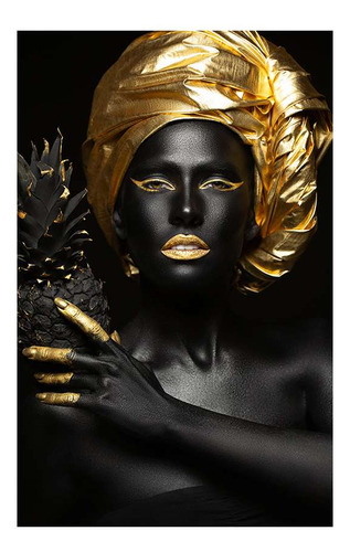 Vinilo 20x30cm Mujer Dorada Oro Anana Pañuelo Gold Woman