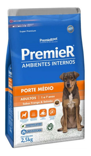 Ração Cão Adulto Médio Ambiente Interno Frango 2,5kg Premier