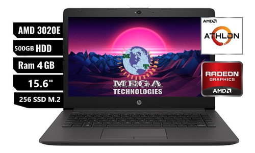 Imagen 1 de 2 de Laptop Hp 255 G7 Amd 3020e, 4gb/500gb+256 Ssd M.2/15.6 /w11
