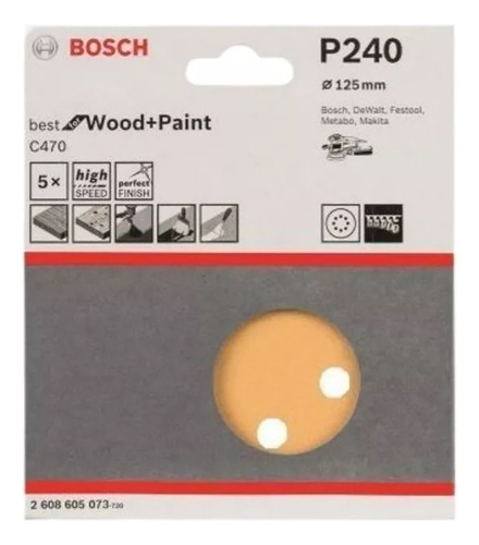 Bosch Acc Lija 150 Mm. Red Wood Top Grano 240. X 5 Unidades