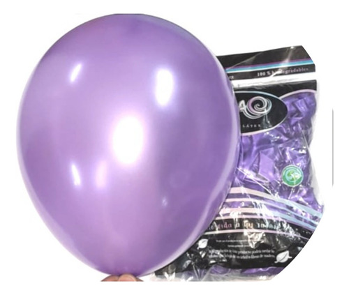 100 Globos Metalicos Aperlados Latex #12 Morado Helio Color Morado Metalico Morado Metalico Latex