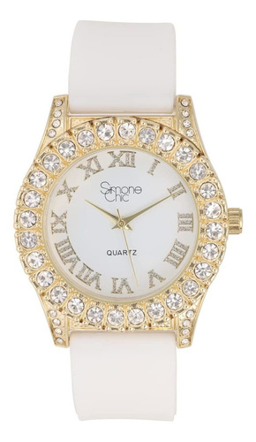 Reloj Mujer Simone Chic St10357la G Cuarzo Pulso Blanco En