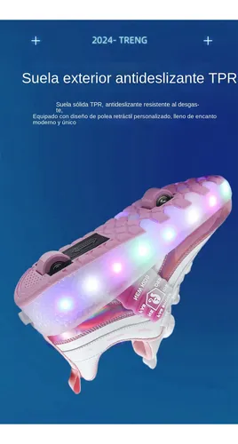 L Patines Led Rosa Recargables De Dos Ruedas Para Chicas