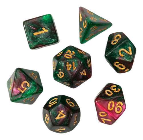 2 Conjunto De Dados Poliédricos 7x D4-d20 Vermelho Verde