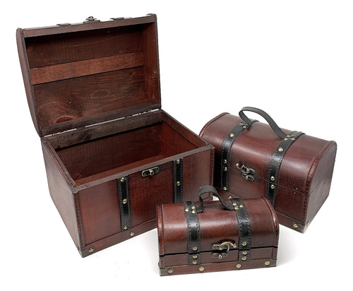 Gran Caja De Recuerdo Del Tesoro De Madera Antigua De La Joy