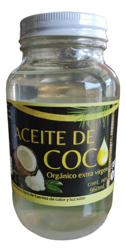 Aceite De Coco Organico Extra Virgen 960ml