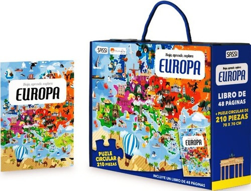 Viaja Aprende Explora Europa Libro + Puzzle 210 Piezas Sassi