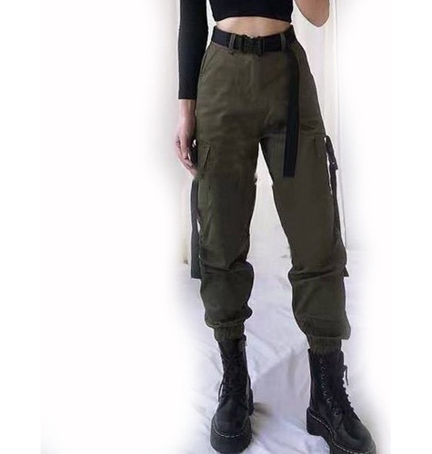 Pantalón Cargo Mujer-negro,vino,mostaza,camuflaje,militar