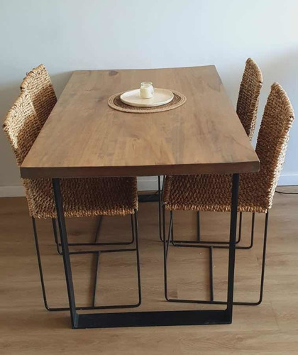 Mesa De Comedor En Hierro Y Madera