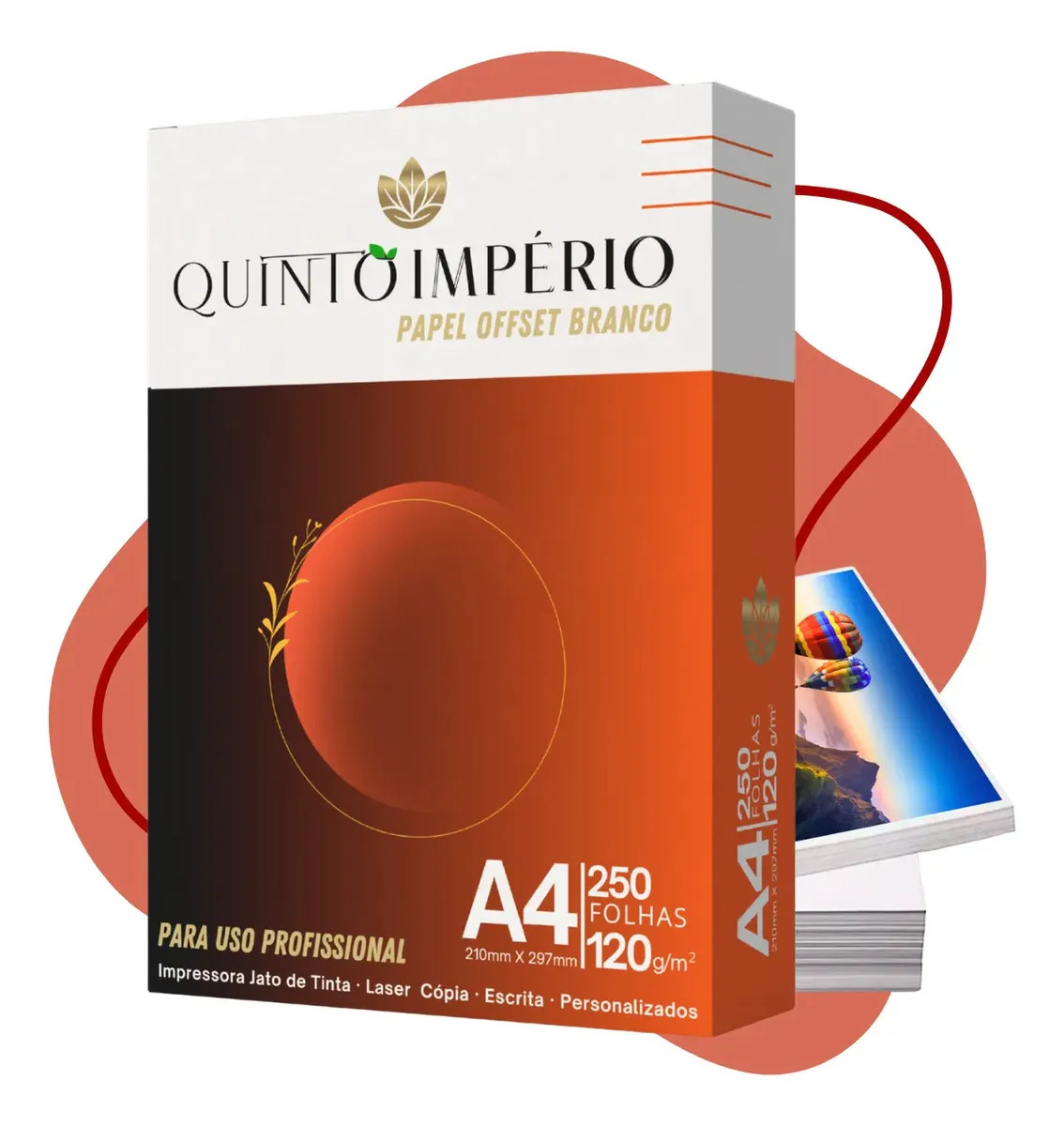 Papel Offset 120g A4 Branco 250 Folhas Premium Sulfite Quinto Império