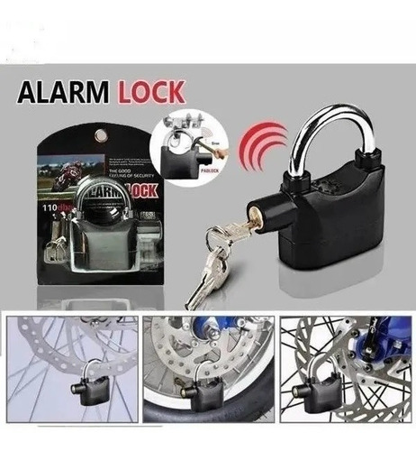 Imagen 3 de 4 de Candado Alarma Bicicletas Motos Puertas Local Alarm Lock