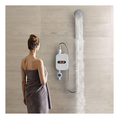 Ducha Instantánea Pequeña Con Calentador Agua Eléctrico Led