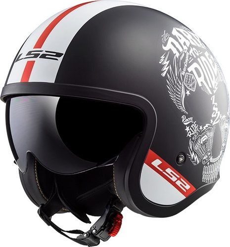 Casco Abierto Ls2 599 Spitfire Ink Negro Visor Oscuro - Um