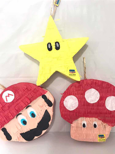 3 Mini Piñatas Decorativas Fiesta Mario Bros Nintendo Videos