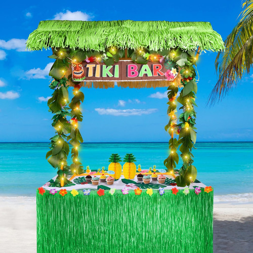 124pcs Tiki Bar Hut Kit, Portátil Al Aire Libre Tiki B...