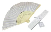 Comprar Abanicos 50 Piezas Blancos Tela Y Bambu Boda Bautizo+caj [u]