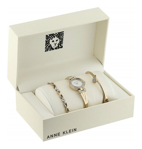 Anne Klein Set Reloj Pulseras Dama Mineral Gold 1868gbst Dht Color de la correa Dorado Color del bisel Dorado Color del fondo Blanco