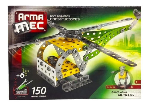 Imagen 2 de 8 de Juego Mecano Armamec 150 Piezas 2 En 1 Helicoptero Y Robot