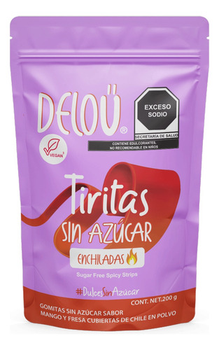 Delou Tiritas Enchiladas Veganas Sin Azúcar | Mango Y Fresa