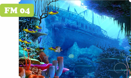 Imagem 2 de 10 de Adesivo Aquário Fundo Do Mar Oceano Peixe Até 2m²