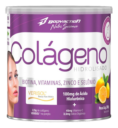 Colágeno hidrolizado, ácido hialurónico Ct-1, 200 g, acción corporal, sabor a limón/clorofila