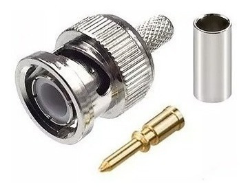 Imagen 2 de 3 de Ficha Bnc Crimpeable Rg59 Coaxil Acero X 10 Unidades