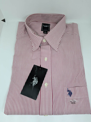 * Camisa Hombre Talla 16-16 1/2, 32/33 Us Polo Rayas Rojas