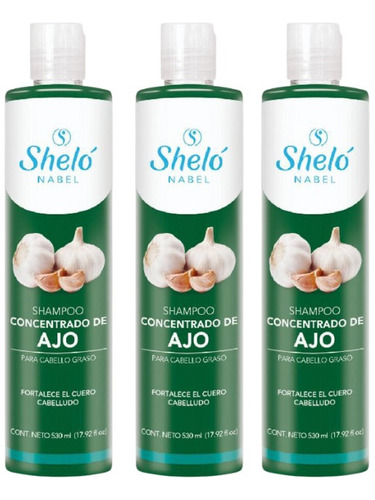 3 Pack Shampoo Concentrado De Ajo Shelo