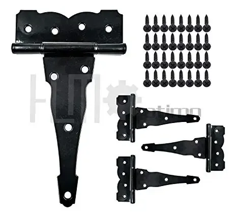 Bisagras De Puerta Con Correa En T De 8 Pulgadas, Bisagras Resistentes Para Puerta De Granero, Bisagras En T Negras Para Valla De Madera, Puerta De Patio, Hierro Forjado A Prueba De