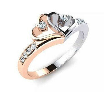 Anillo Compromiso Plata Y Baño Oro 14k Rosa Y Blanco Cz