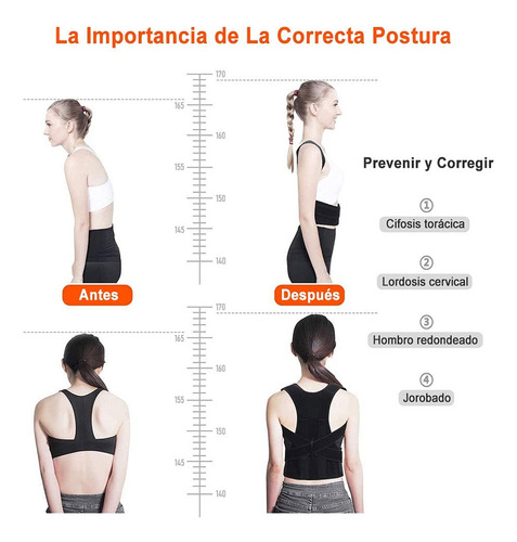 7p Corrector De Postura Ajustable Para Espalda Y Clavícula