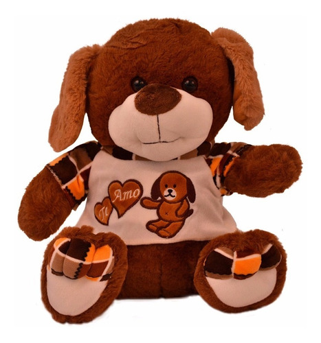 Peluche De 38cm Marrón Con Remera Ws5106-2 En Oferta Loi