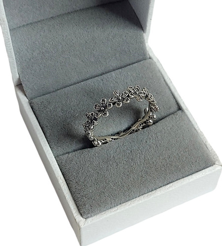 Anillo Sin Fin De Flores Margaritas Cubics Plata 925