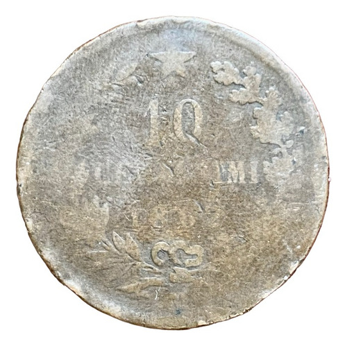 Moneda 10 Centésimos Italia 1862 M Km 11 Vittorio Emanuele 2 (Usado)
