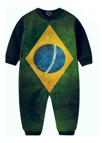 Macacão Pijama Bandeira Brasil Infantil Vertical