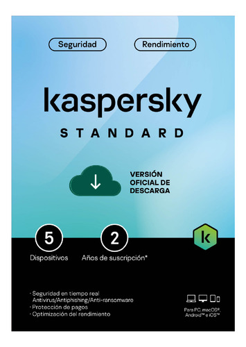 Licencia Antivirus Kaspersky 5 Equipos 2 Años Entrega Digita