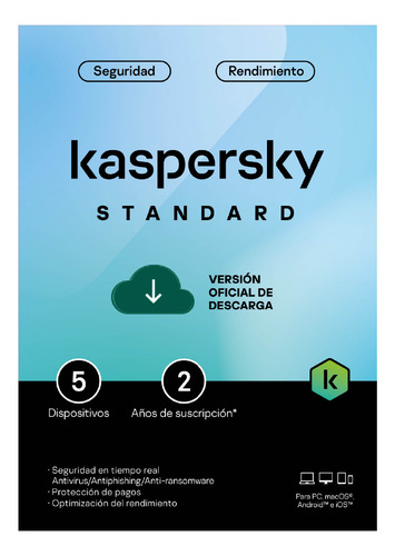 Licencia Antivirus Kaspersky 5 Equipos 2 Años Entrega Digita