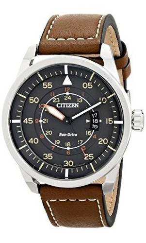 Citizen Hombres Correa De Cuero Marron Ecodrive Reloj Con Fe