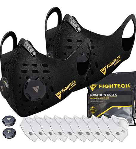 Fightech 2 Mascaras Antipolvo, Kit Combinado Con 10 Filtros