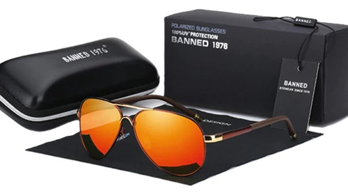 Gafas De Sol Polarizadas Aviador Protección Uv Banned 1976