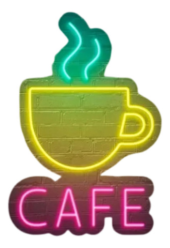 Letrero Led Neon Cafe Cafeteria Teteria 47x69cm Luminoso