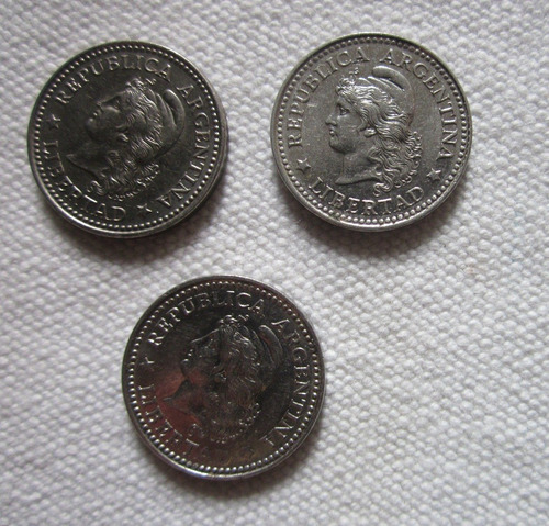 3 Monedas Antiguas Argentina 10 Centavos De 1957 A 1959